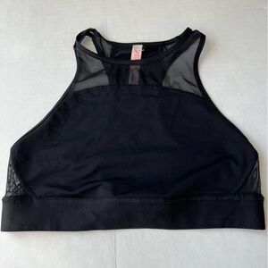 VS PINK high neck mesh sports bra size small black PINK spell out